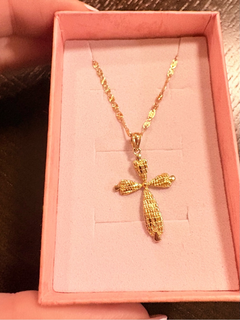 Real 10k gold Cross Pendant Necklace - Women Jewelry